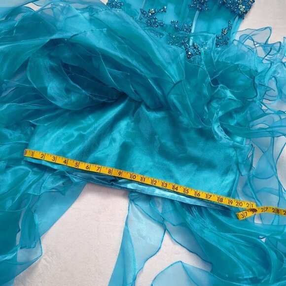 Alyce Paris Blue Strapless Embellished Salsa Style Formal Evening Gown Size 6 - Picture 7 of 11